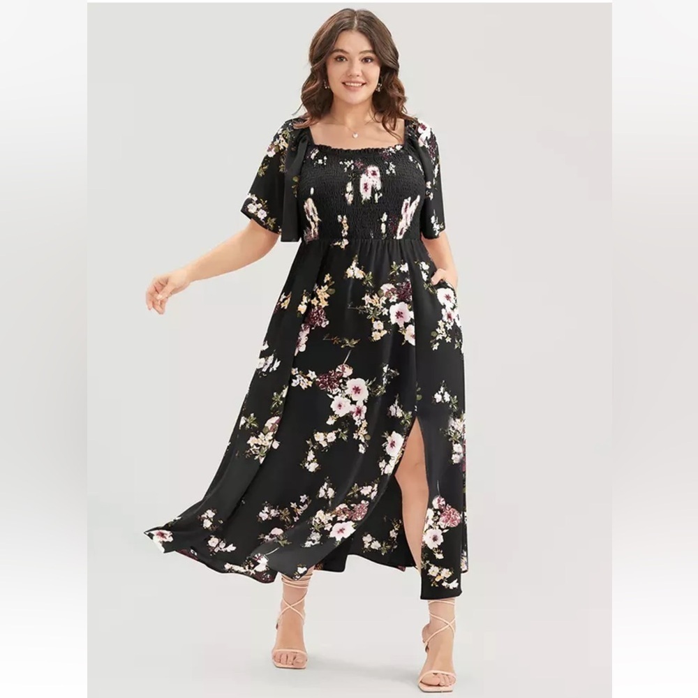 BC 20 NWT  Elasticized   floral print flutter sleeve dress 14/16 🌺